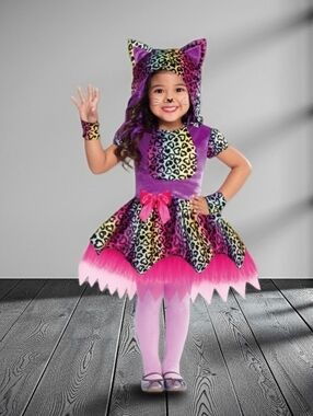 Fun No So Spooky Rainbow Kitty Heart Leopard Print Costume Playdate Dress Up